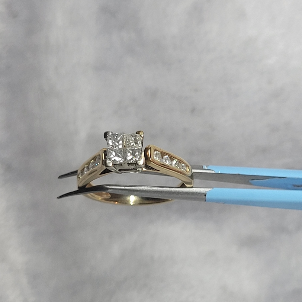 Princess cut quad diamond ring